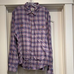 J. Crew men’s Casual Plaid Shirt in Blue gray and Red